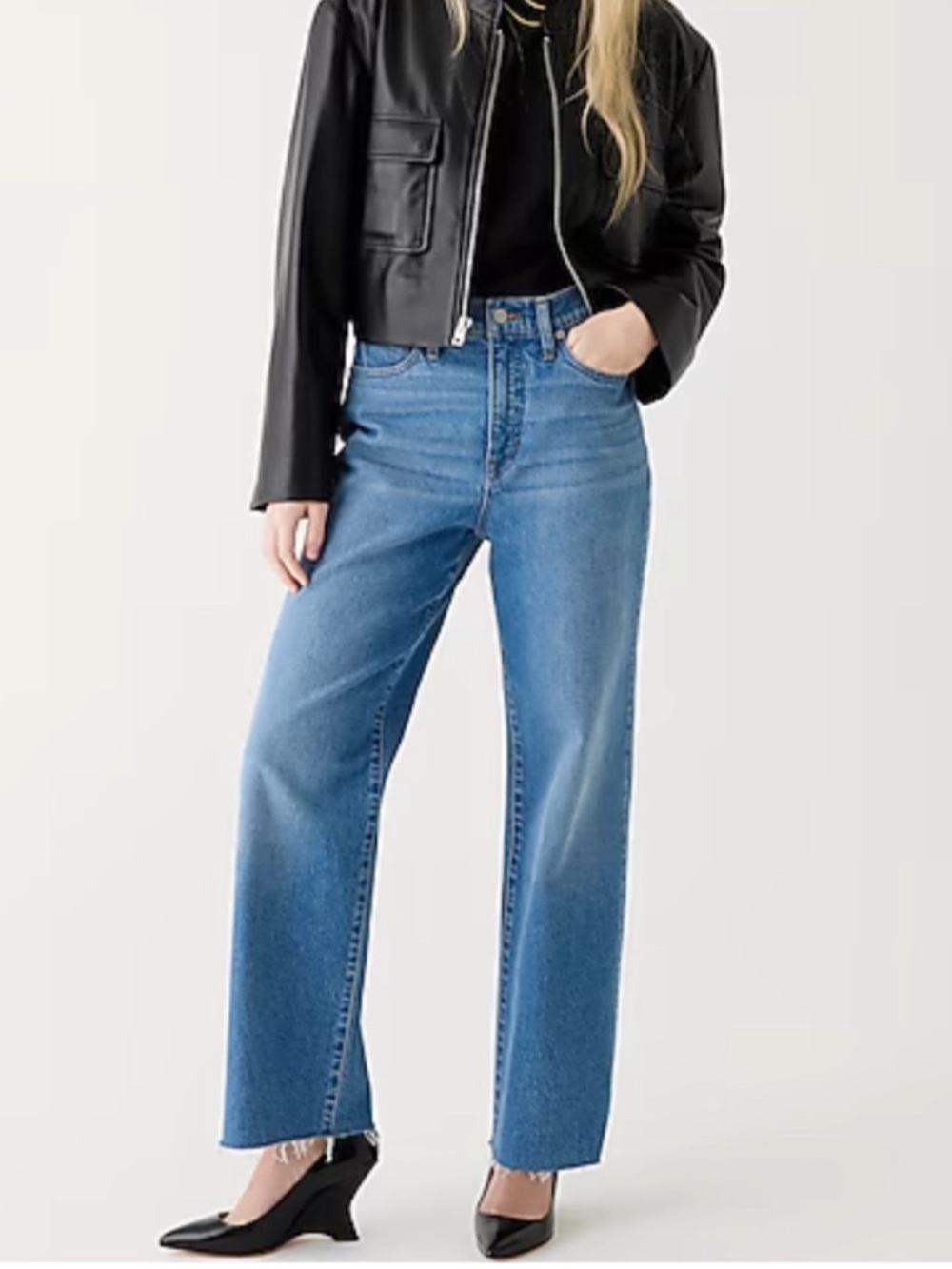 J. Crew Petite Slim Wide Leg Jeans in Lakeshore Wash Size 31P